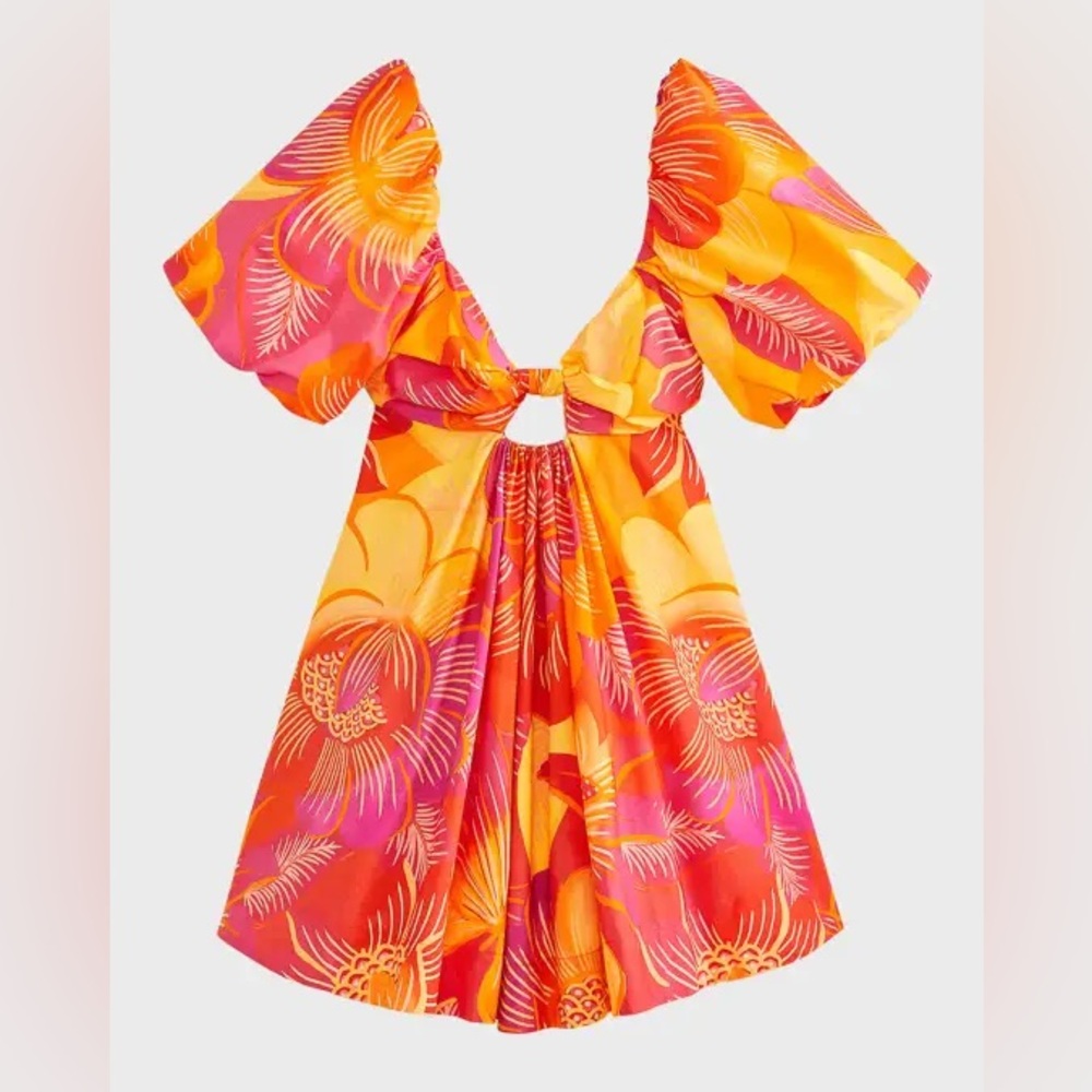 FARM Rio Vibrant Floral Mini Dress - Orange and Pink